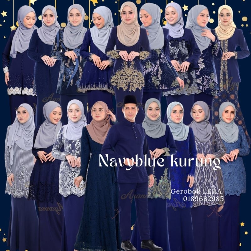 NAVYBLUE PLUS SIZE KURUNG / BAJU RAYA PLUS SIZE / BAJU RAYA 2024 / NAVY