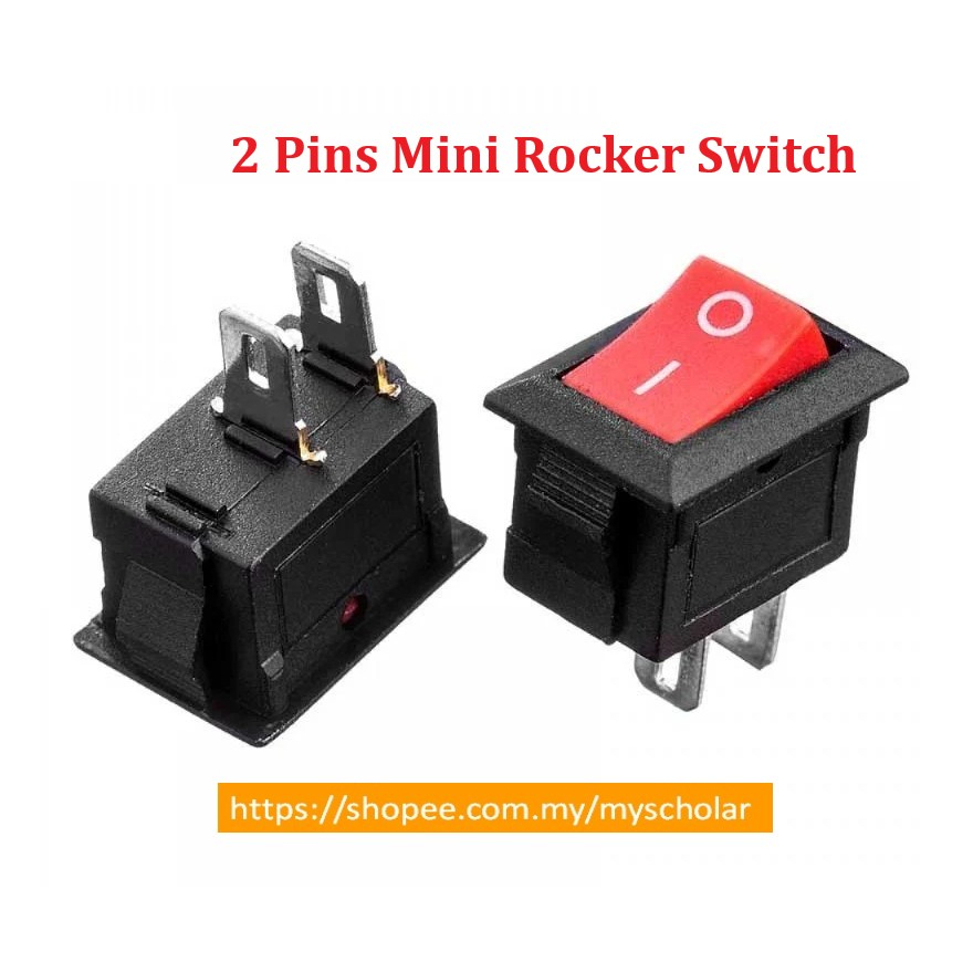 2 PIN ON-OFF SPST SQUARE MINI ROCKER SWITCH (RED) | Shopee Malaysia