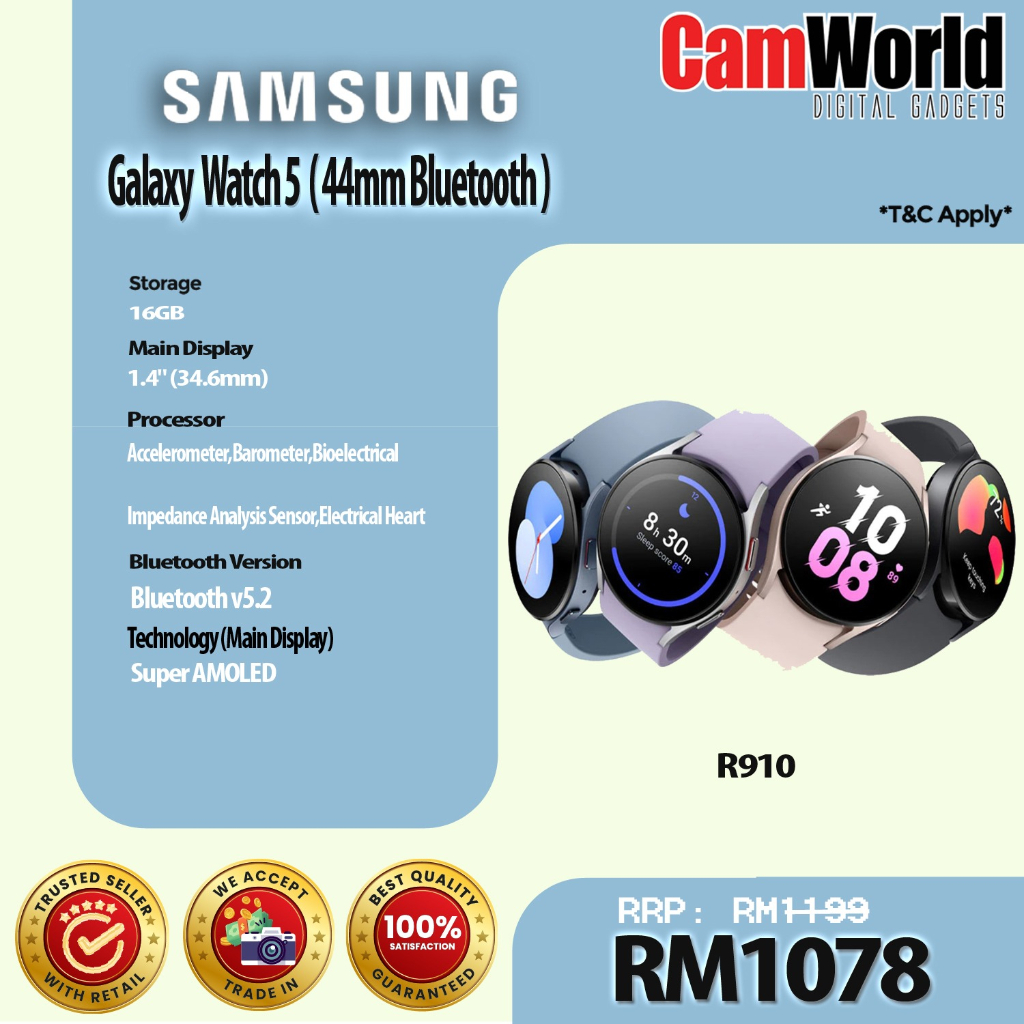 Samsung Galaxy Watch5 Bluetooth (44mm) ( SMR910 ) Shopee Malaysia