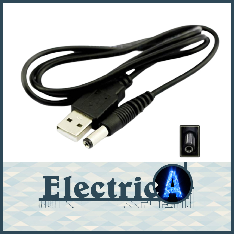 USB to DC 5.5 x 2.1 mm charging cable power supply line 12v stepup line converter USB power cord [ElectricA]
