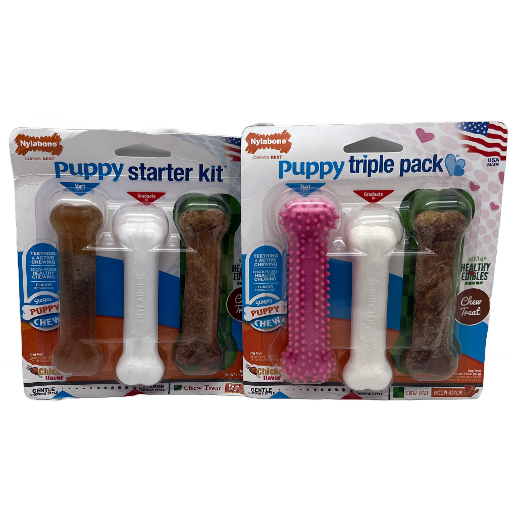 3Pack Nylabone Puppy Starter Kit with Nylabone Puppy Chew Nylabone