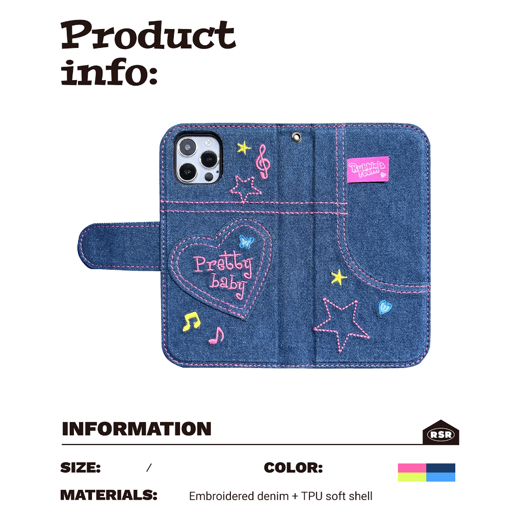 [PRE-ORDER] Rubbie's Room Y2K Denim Phone Case with Chain and Name Card ...