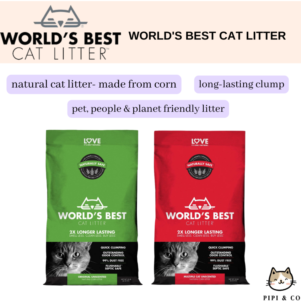 WORLD'S BEST CAT LITTER CORN LITTER ORIGINAL UNSCENTED & MULTIPLE CATS