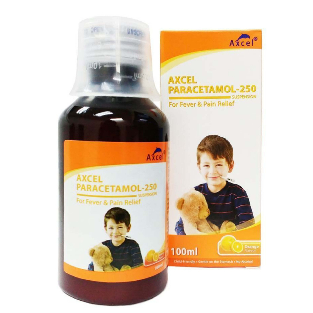 AXCEL Paracetamol250 Suspension For Fever & Pain Relief Orange