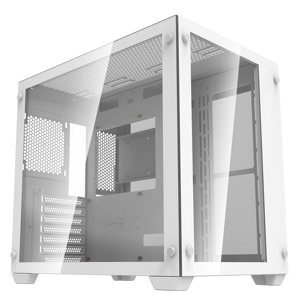 AIGO C285 / C285M (Black/White) ATX / MATX Chassis – Dual Chamber ...