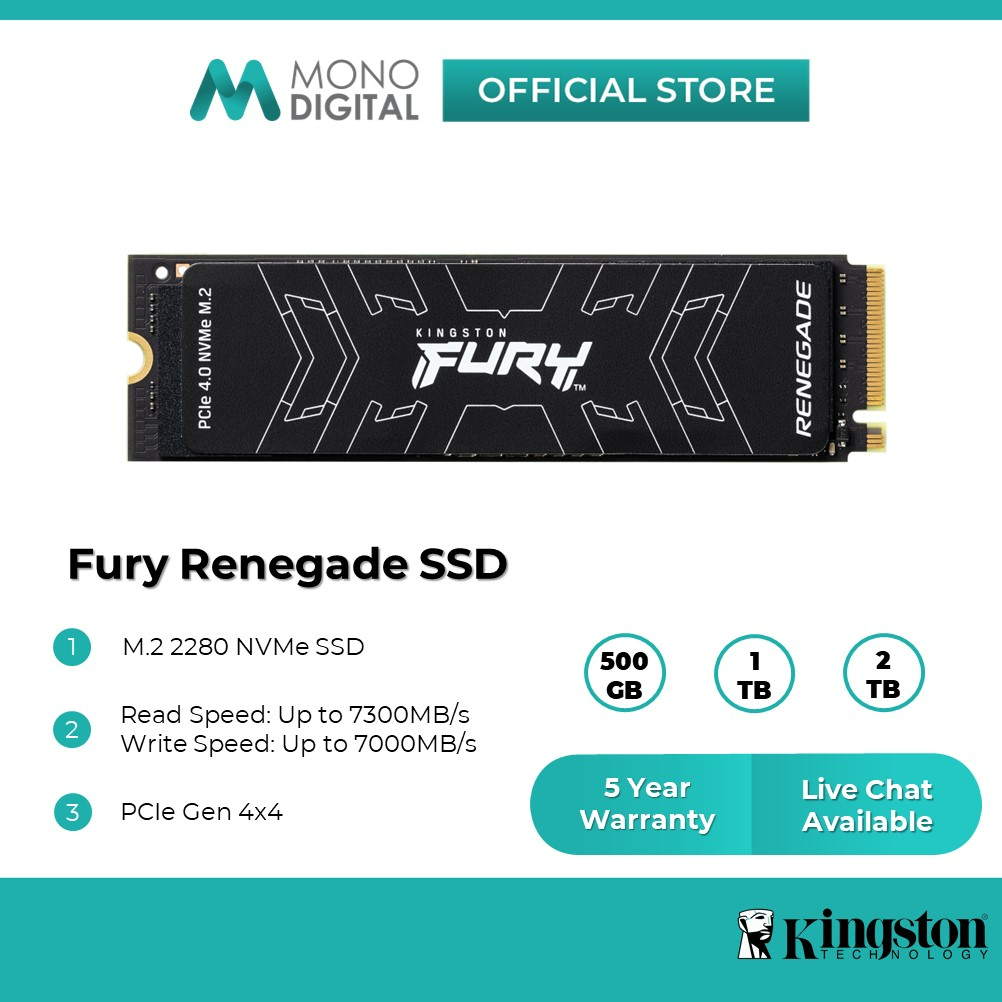 Kingston Technology FURY Renegade M.2 1 To PCI Express 4.0 3D TLC NVMe -  Disque SSD - KINGSTON