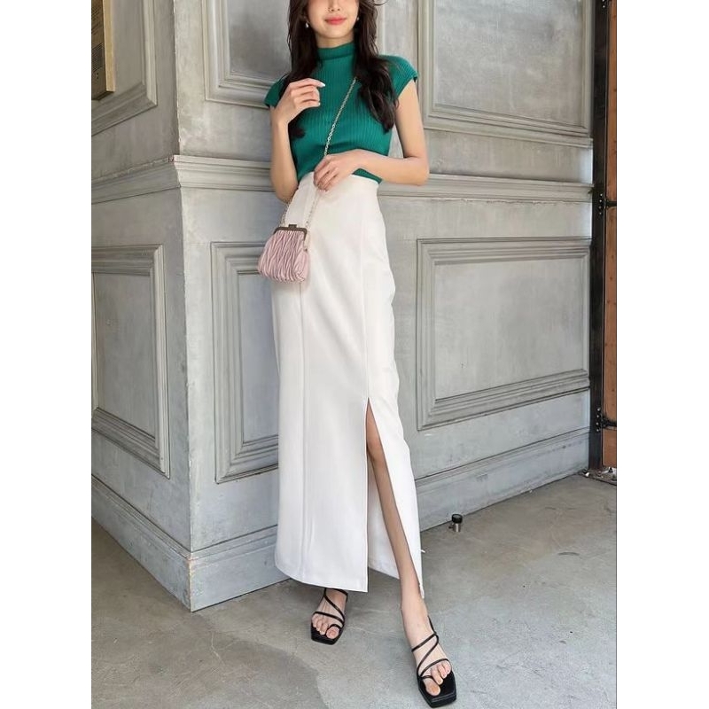 GRL Plain High Split Maxi Pencil Skirt Office Skirt Shopee Malaysia