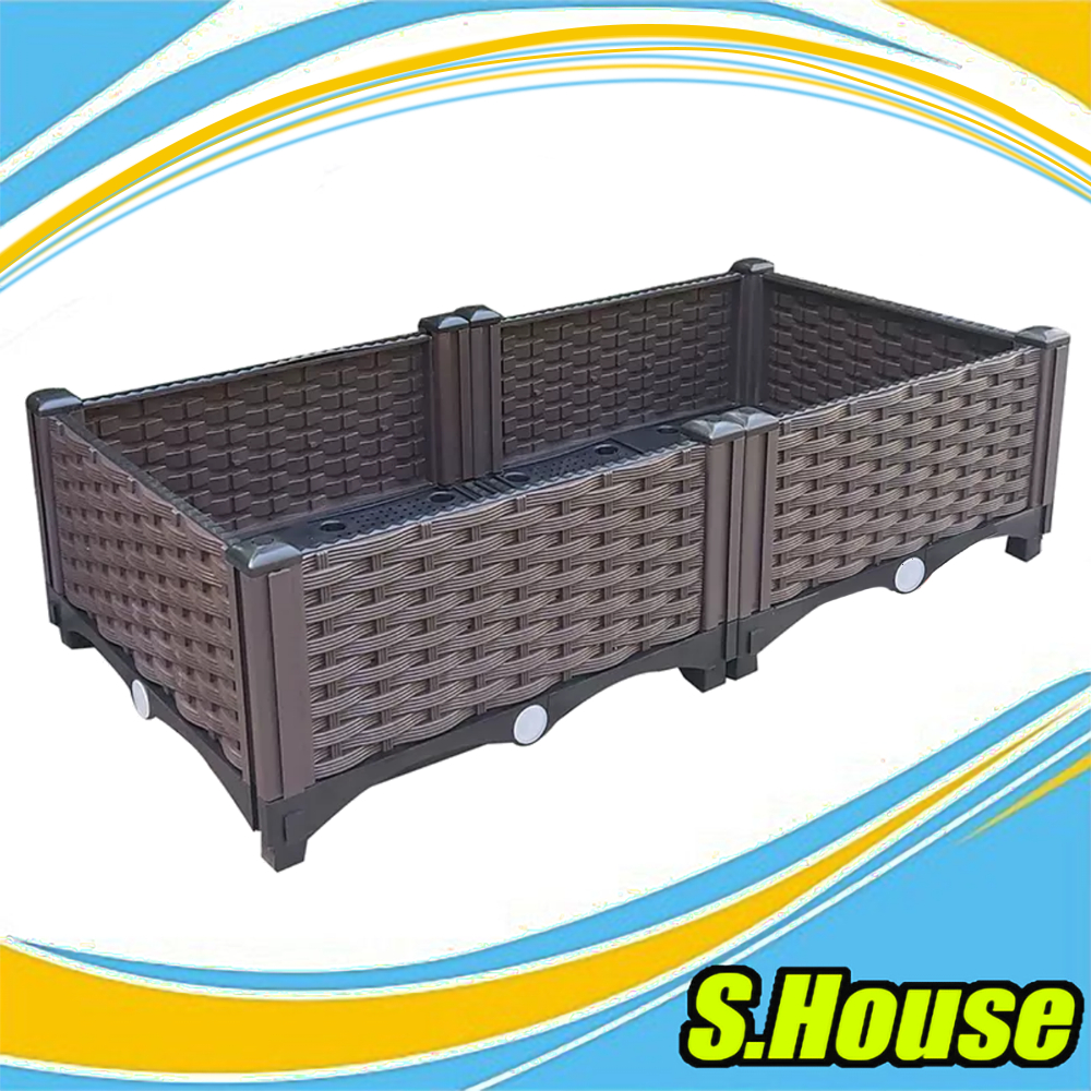 Plant Vegetable Box Container Vase Pot Wheel Garden Flower Herb Kotak ...