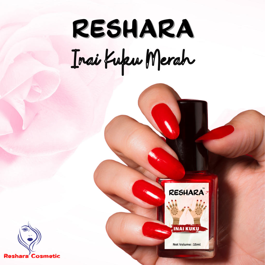 RESHARA Inai Nail Polish Inai Kuku Merah 15ml Easier to Use Just Like a