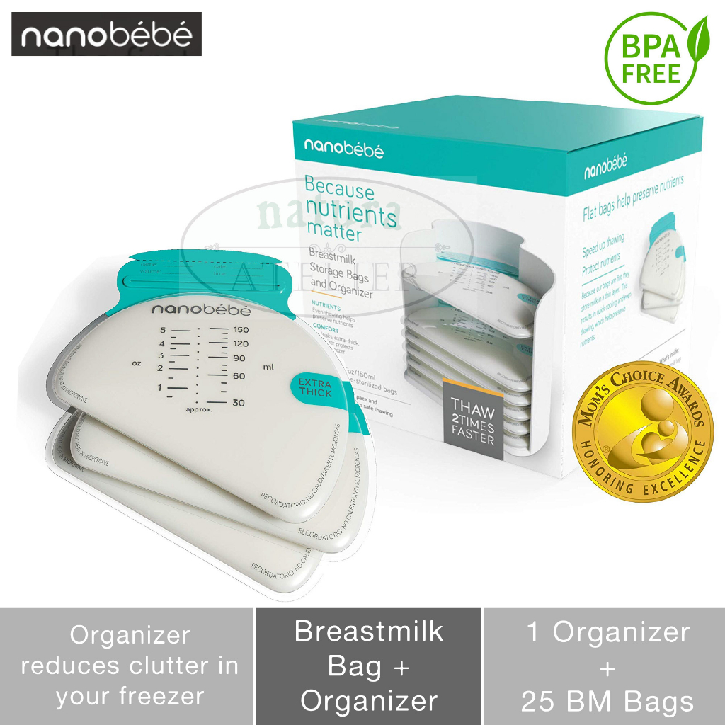 Nanobebe, Breastmilk Storage Bags & Freezer Organizer, BPA Free, Pre