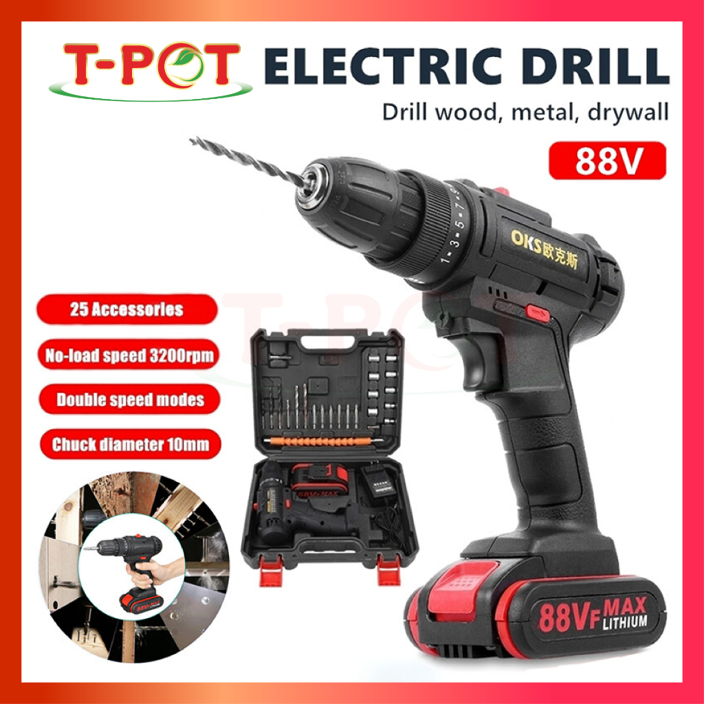 OKS Cordless Drill Screw Driver Set +Lithium Battery Drilling Electric ...