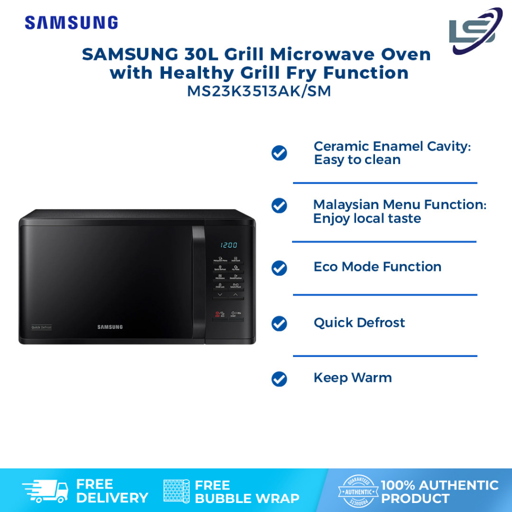SAMSUNG 23L Microwave Oven MS23K3513AK/SM Quick Defrost Ceramic