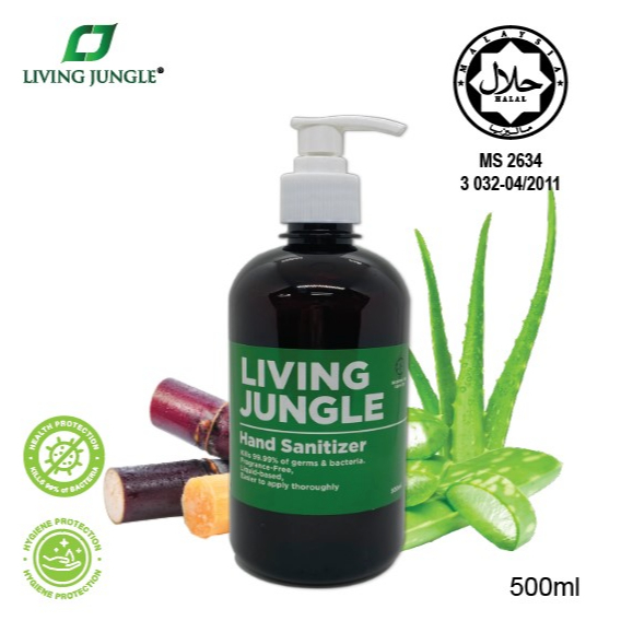 Living Jungle Hand Sanitizer Gel 75 Alcohol 99.9 Anti Bacterial 500ml
