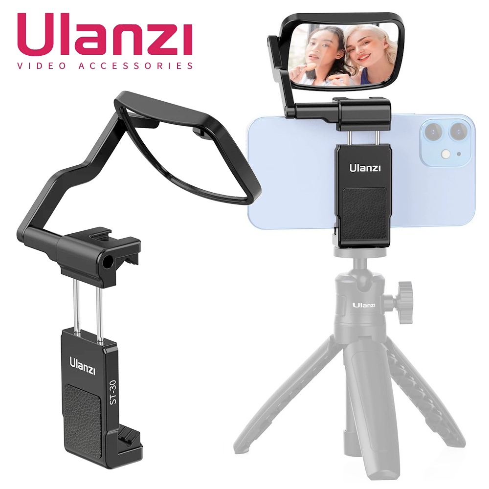 ULANZI ST-30 Metal Phone Holder Clip Vlog Selfie Flip Mirror Mount for ...