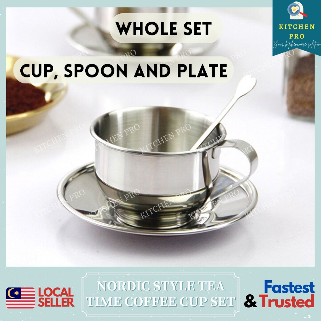 Professional Stainless Steel Cup And Spoon Set - Portable And