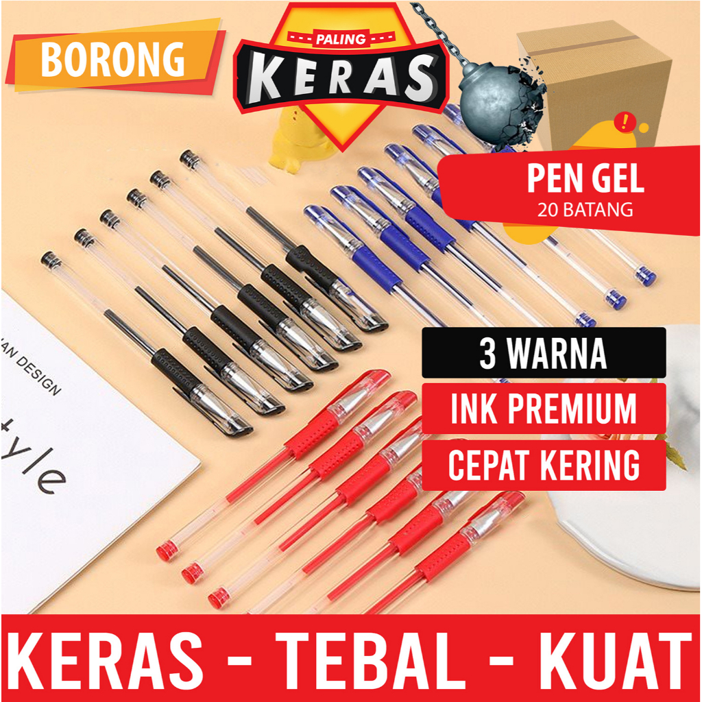 PalingKeras - 12Pcs 0.5mm Gel Pen Ball Point Alat Tulis Pelajar ...