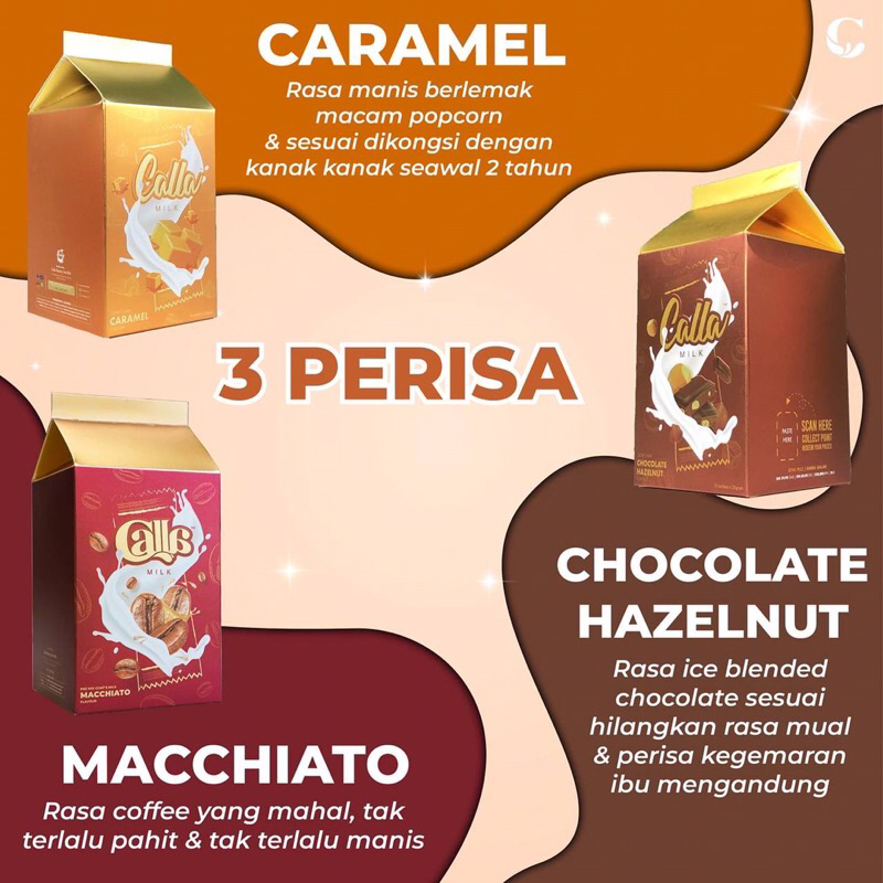 CALLA MILK ; COKLAT, CARAMEL, MACCHIATO, STRAWBERRYKulit kering, ibu