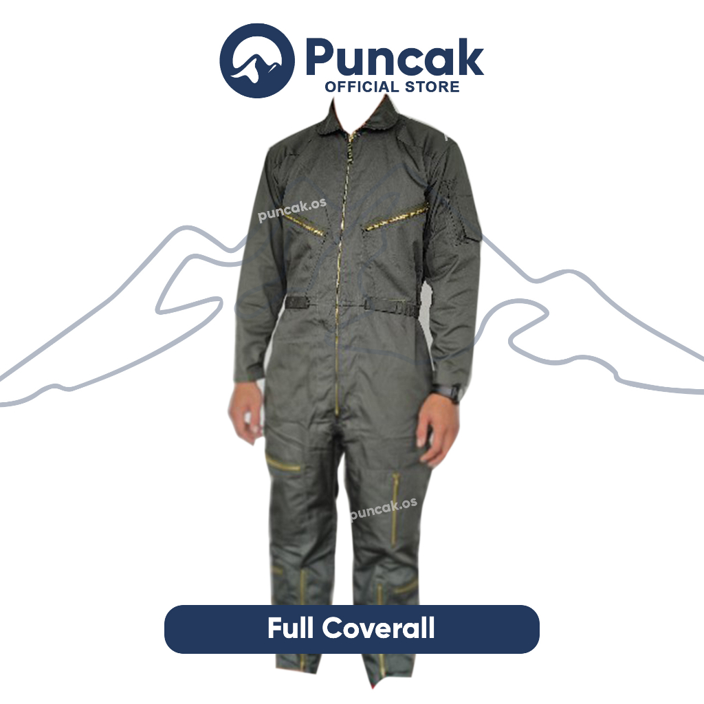 Full Coverall Hijau Army Mekanikal Coverall Construction Tebal Warna