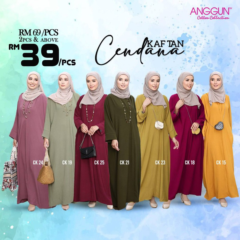 ANGGUN COTTON KAFTAN CENDANA (SAIZ 1&2 ITALIAN CREPE) Shopee Malaysia