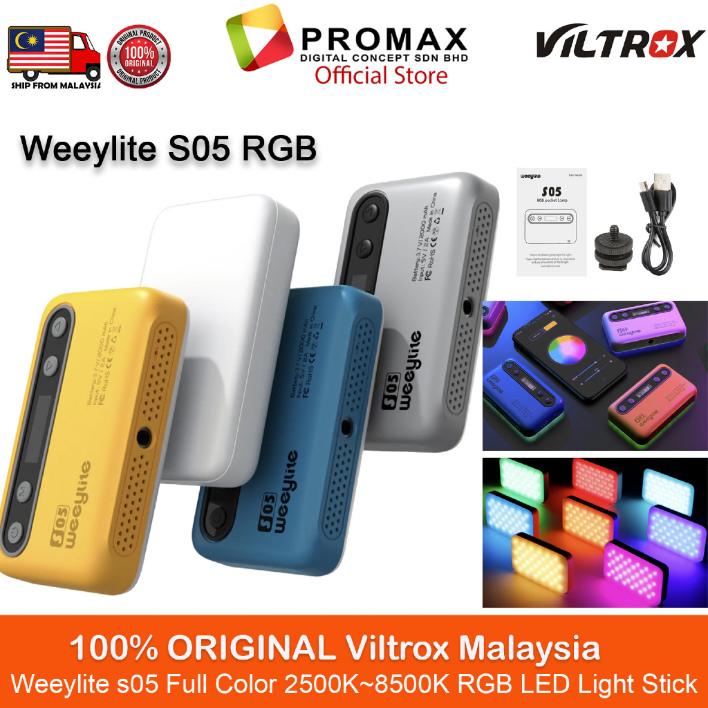 Weeylite S05 Pocket RGB Video Light LED Fill Light 2800K 6800K Dimmable