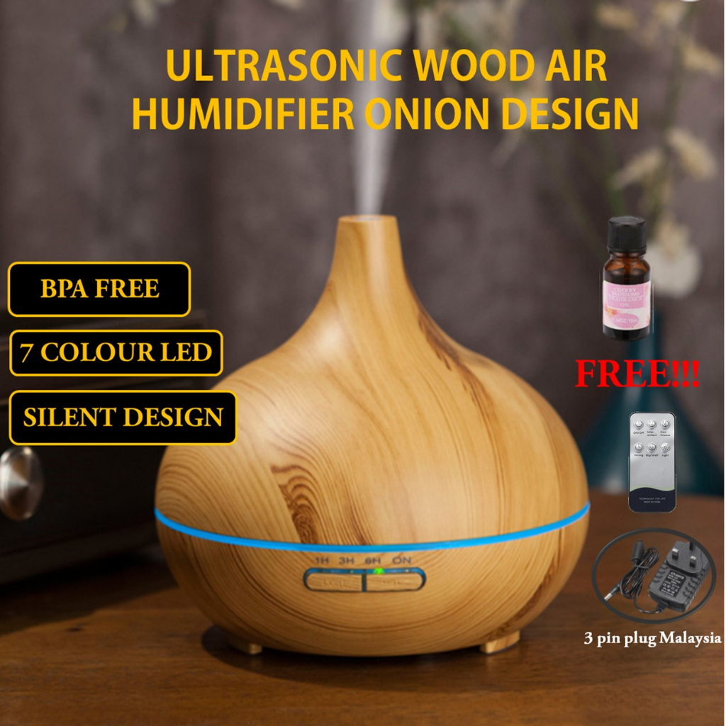 FREE OIL [REMOTE CONTROL]Ultrasonic Wood Grain Cool Mist Air Purifier