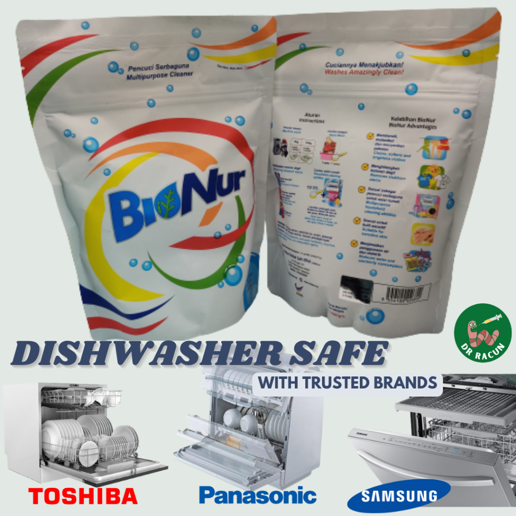Dishwasher Detergent Powder BioNur Sirim Approved Safe & Made in Malaysia 1KG Cleaning pencuci