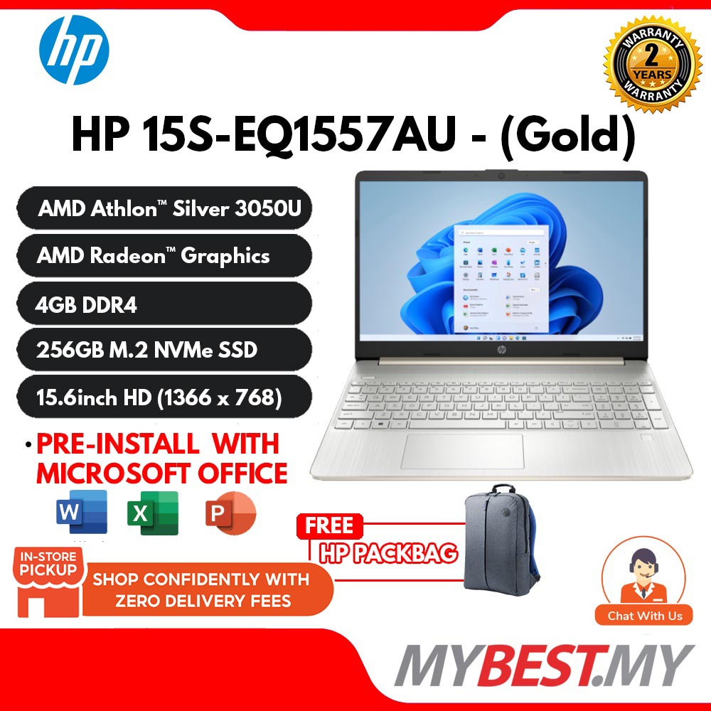 Hp Laptop 15s Eq1557au 15s Eq1558au Natural Silverpale Gold 156athlon 3050u4gb256gb 7614