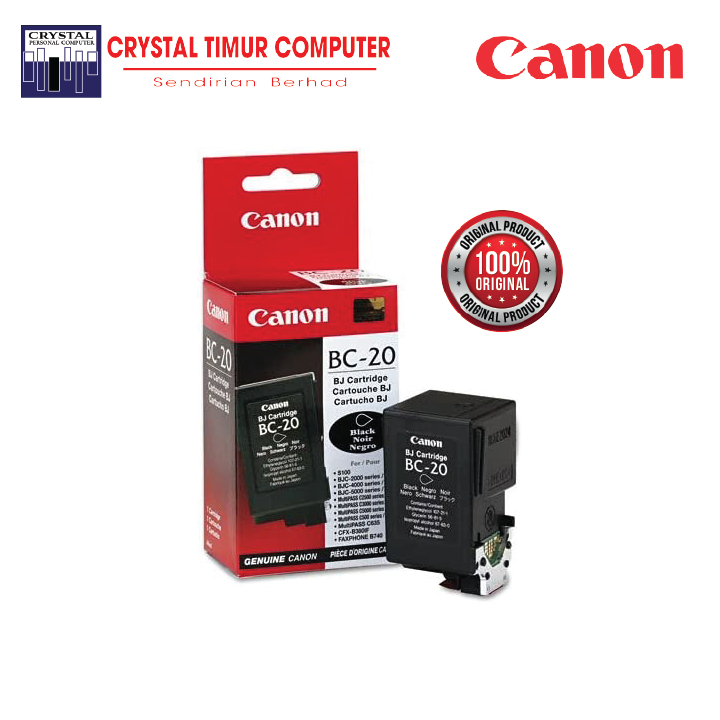 Lot De 3 Cartouches D'encre Canon BC-20 Noir - Originales, Neuves - Pour Imprimantes Jet D'encre