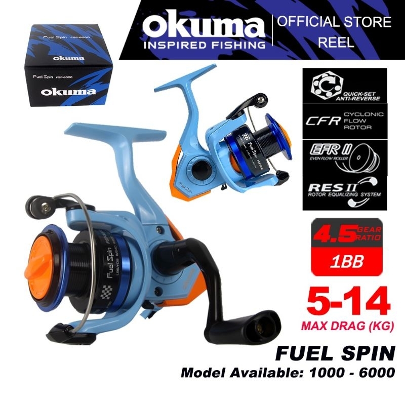 CLEARANCE (UP TO 14KG MAX DRAG) ALUMINIUM SPOOL MESIN PANCING SPINNING  OKUMA FUEL SPIN FISHING REEL WITH JAPANESE DRAG