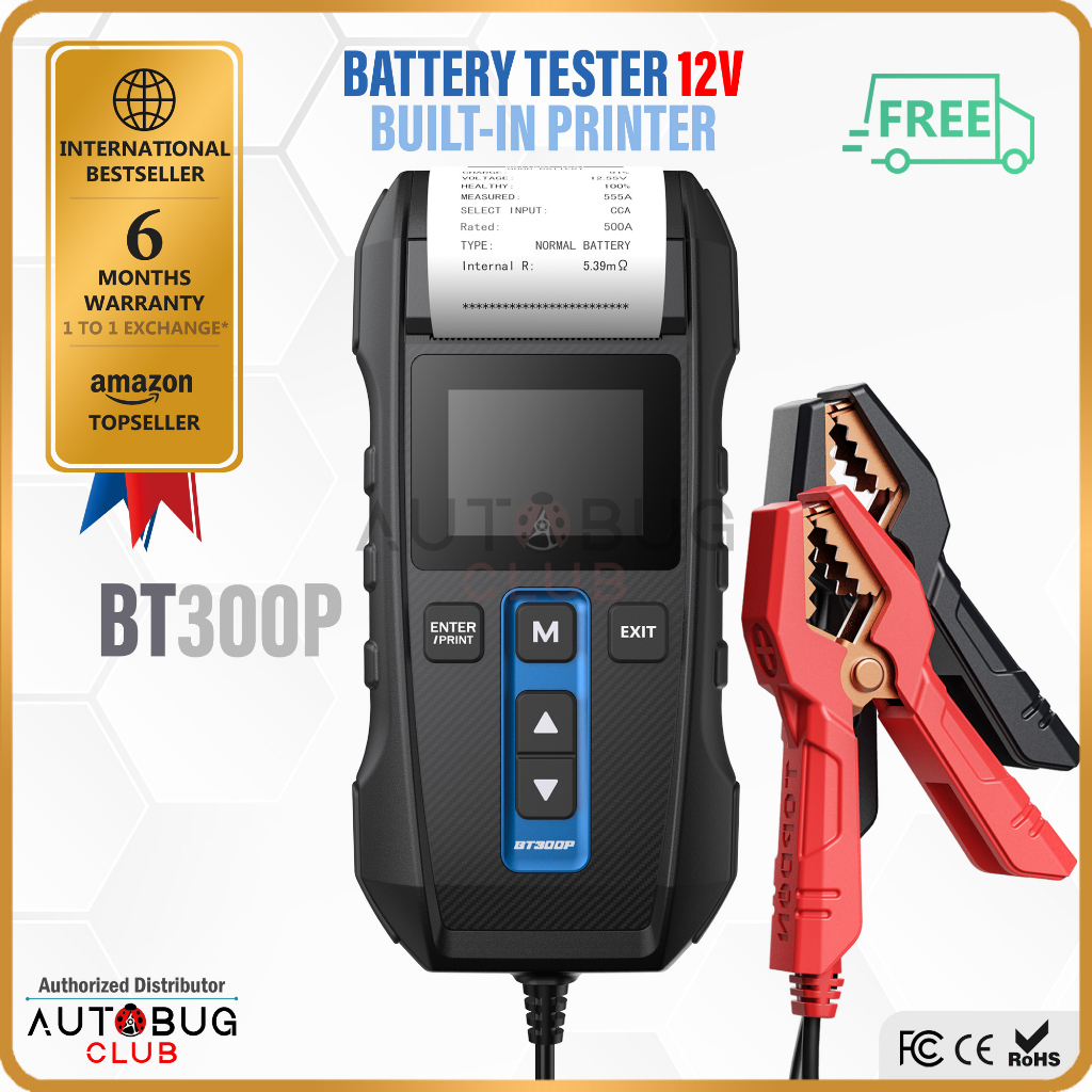 TOPDON BT300P Vehicle 12V Car Battery Tester with BuiltIn Printer (100