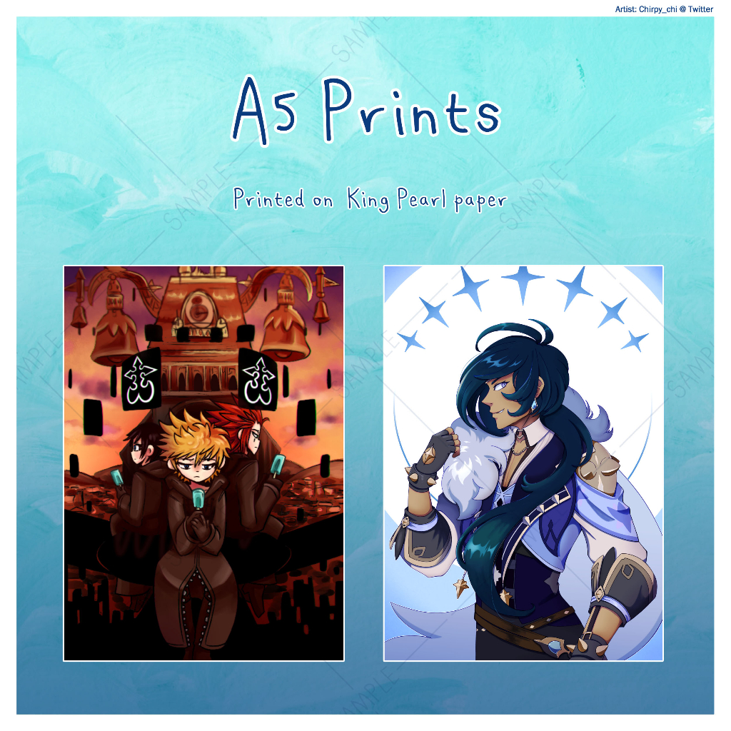 【Chirpy's Art】FANMADE A5 Prints Kingdom Hearts Genshin Impact Kaeya