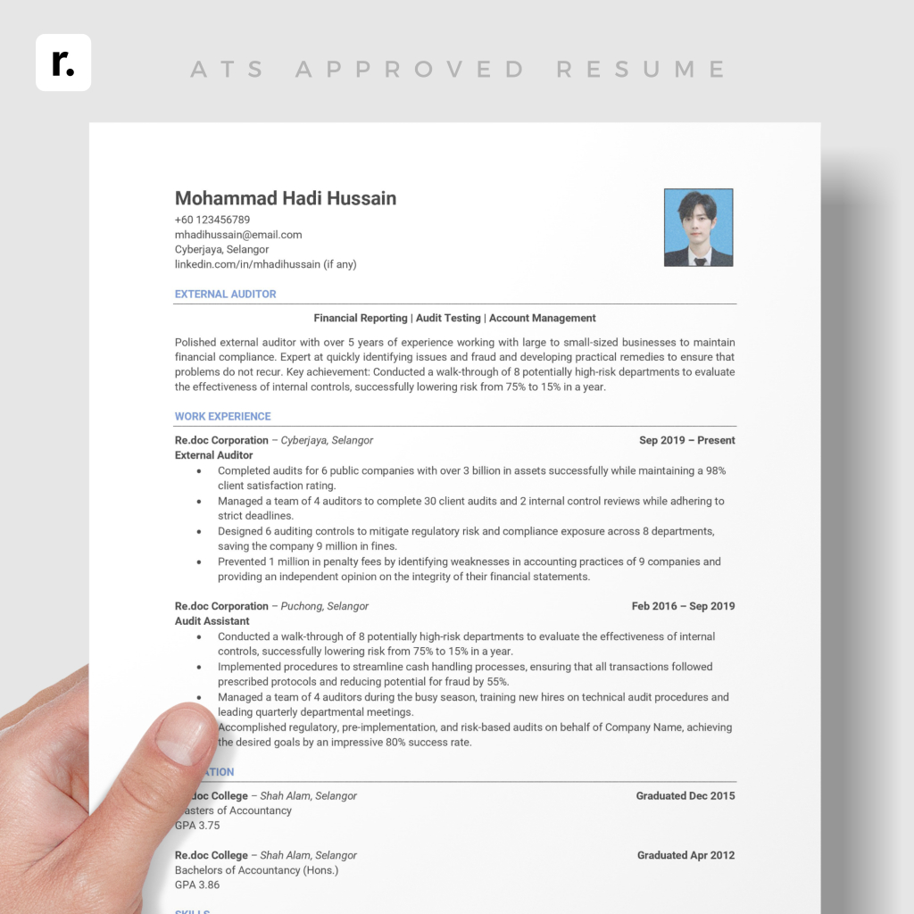 ATS Friendly Resume Template Chronological Order and Kit (Type 5 ...