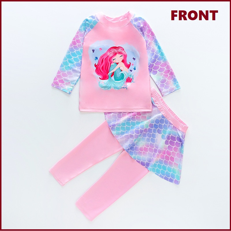 Stock SELANGOR New Mermaid Series Swimwear Long sleeve Tops+Long Pants Design Baby Girl Toddler