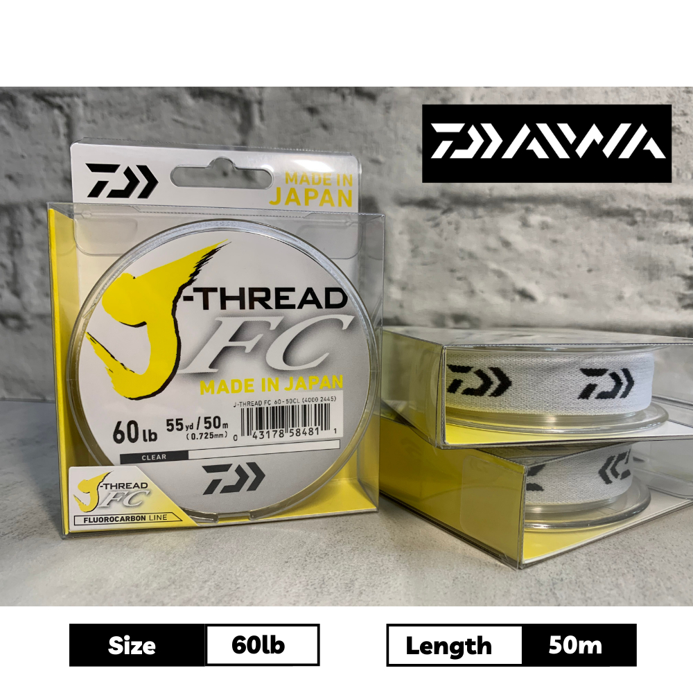 Fil De Pêche Fluorocarbone Daiwa J-Thread FC - 50 M, 0.555 Mm, 50 LB, Invisible, Mer Et Eau Douce, Made In Japan