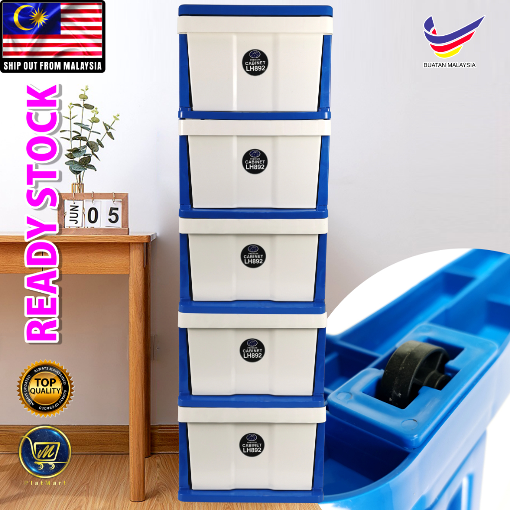 PlatMart [READY STOCK] 3/4/5 LAYER PLASTIC WITH WHEEL / PLASTIC DRAWER / STORAGE
