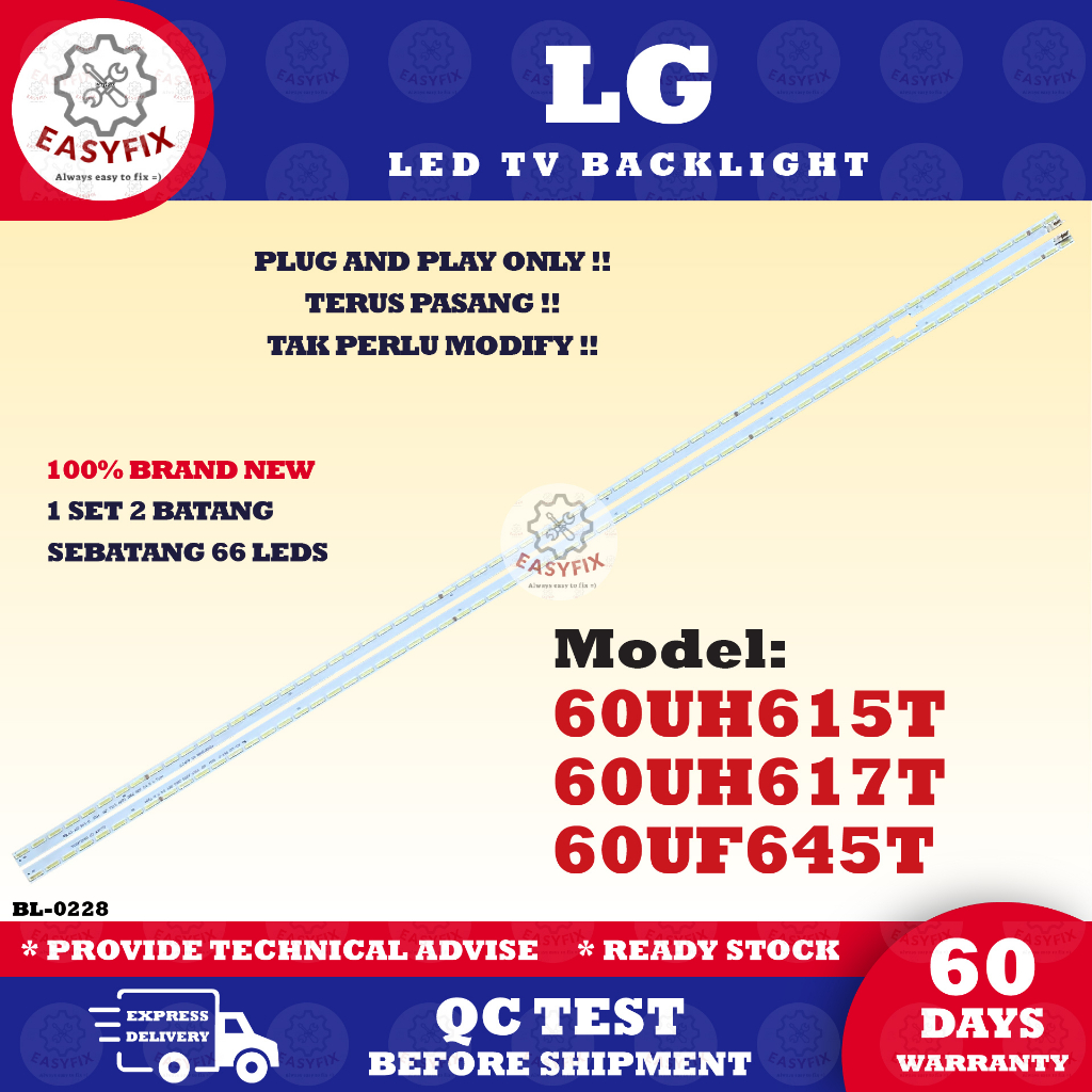 60UH615T / 60UH617T / 60UF645T LG 60 INCH LED TV BACKLIGHT (LAMPU TV ...