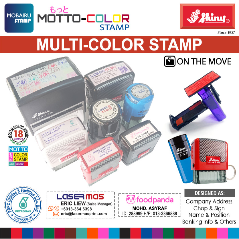 SHINY Customised Multi Color Rubber Stamps Pocket Stamp/Printer Self