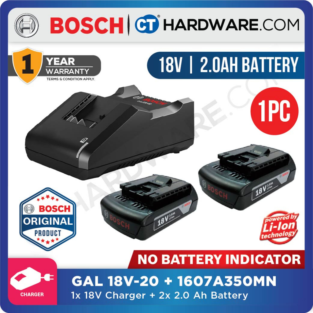 BOSCH GBA18V BATTERY 1607A350MN AND GAL18V 20 SLOW CHARGER