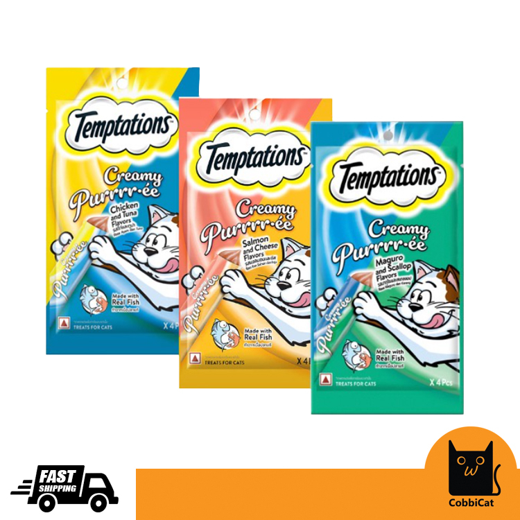 Temptations Creamy Purrrree Cat Treats (12gX4pcs) Treat Lick Puree