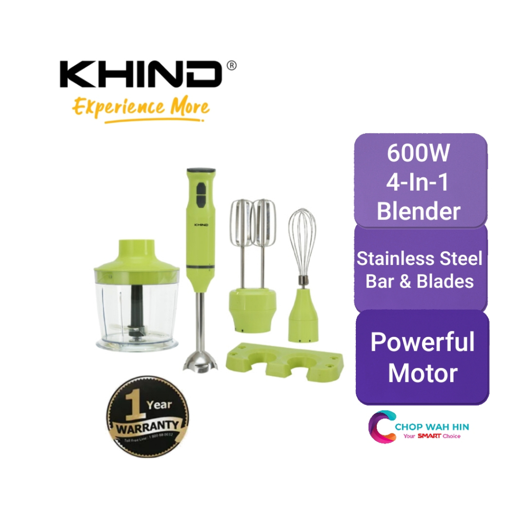 Khind Hand Blender BH600AS Powerful 600W Motor Rust Free Stainless