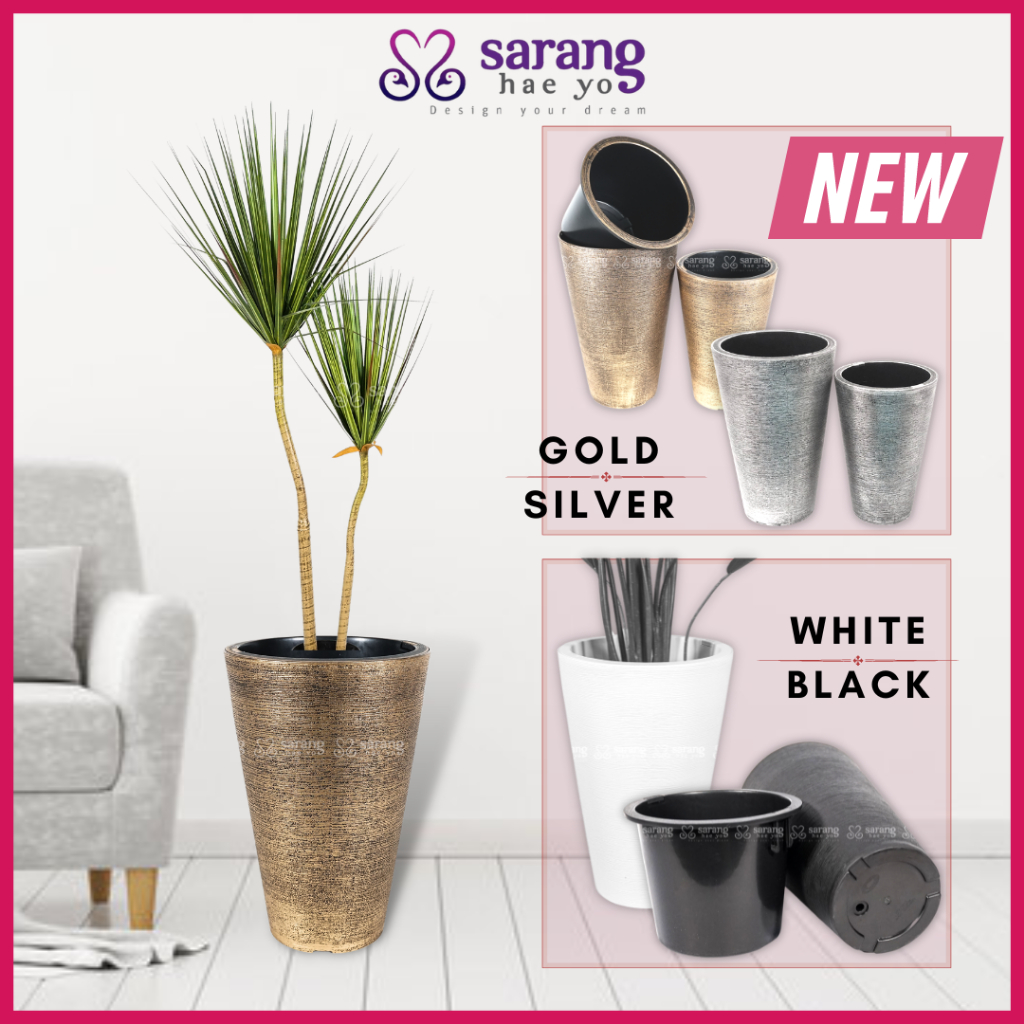 Pasu Bunga Hiasan Indoor Pasu Besar Plastic Berkaki Tinggi Plant Vase