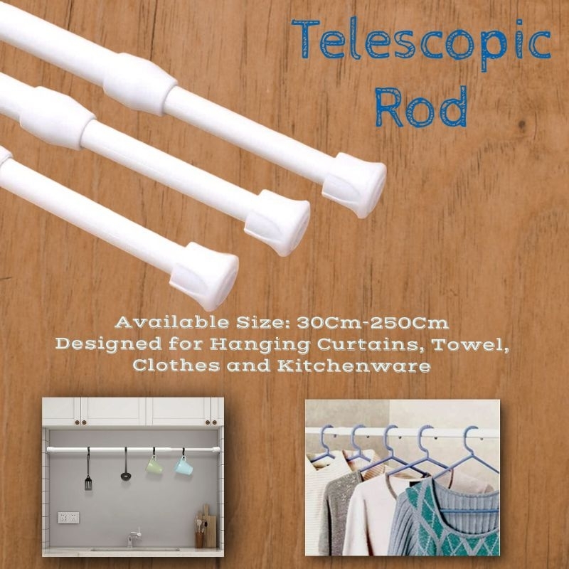 Multifunctional Adjustable Bathroom Shower Curtain Rod Metal Voile ...