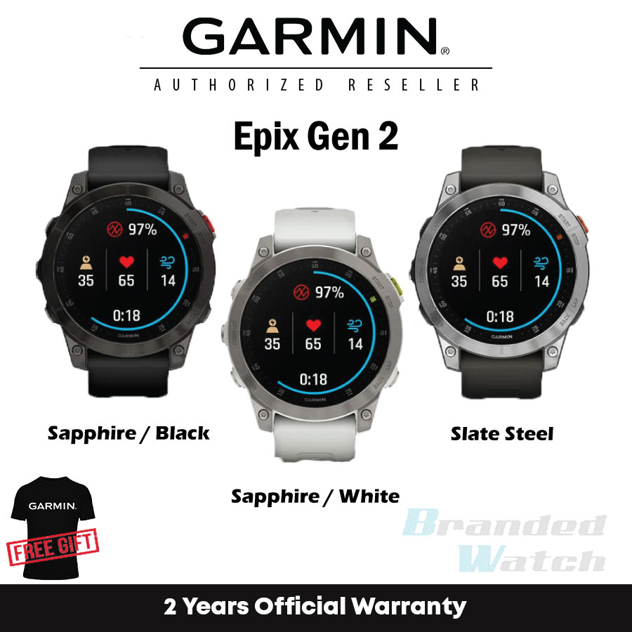 [2 Years Official Warranty] Garmin Epix Gen 2 Silver / Sapphire ...