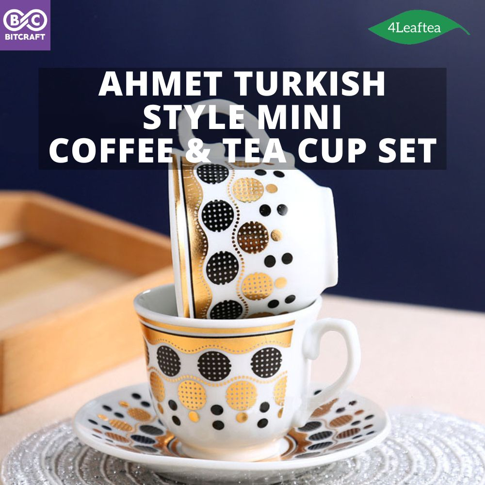AHMET Turkish Style Mini Ceramic Coffee and Tea Cup Set with Saucer ...