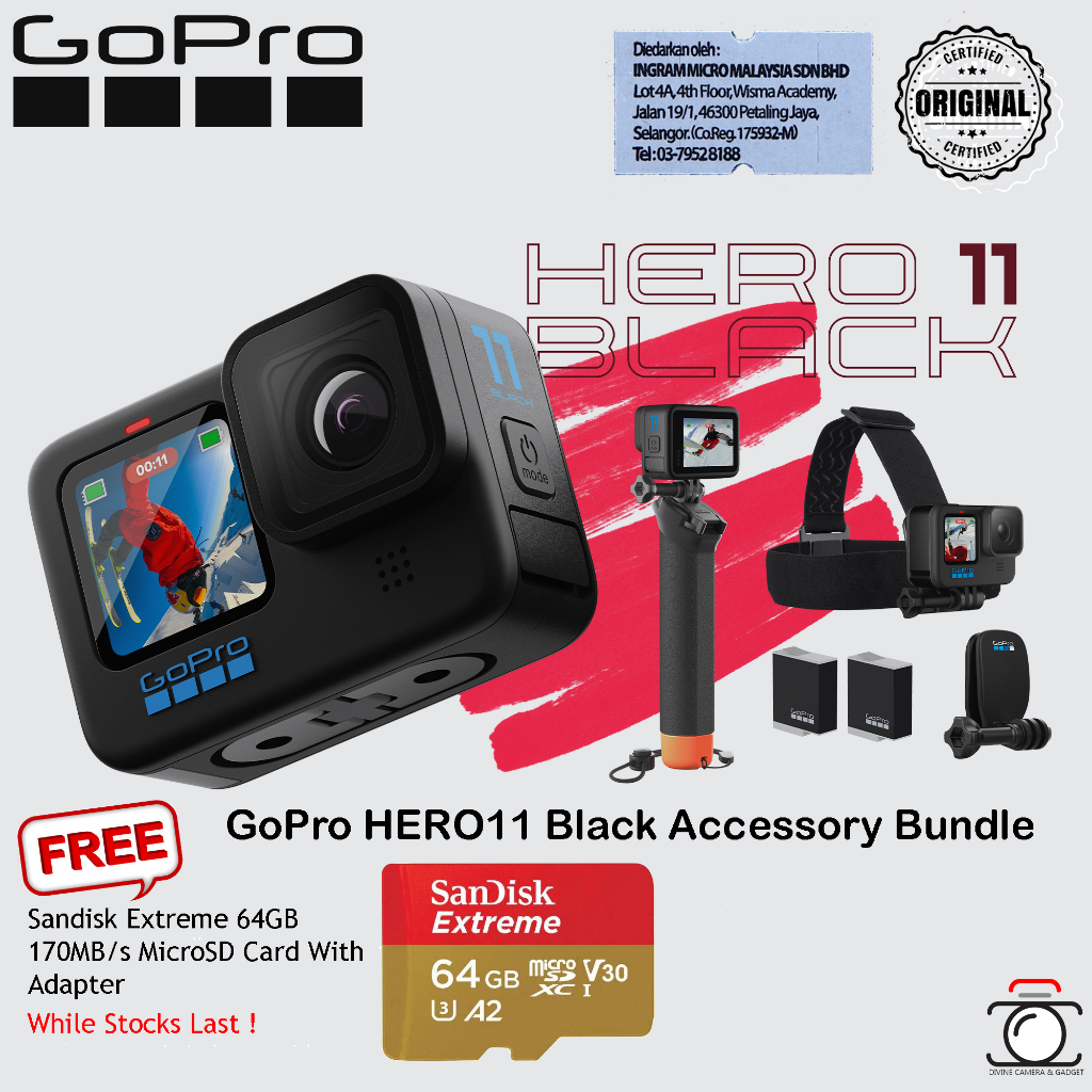 GoPro HERO11 Black Accessory Bundle - Includes Extra Enduro Battery (2  Total), The Handler (Floating Hand Grip), Headstrap + Quick Clip, and  Carrying