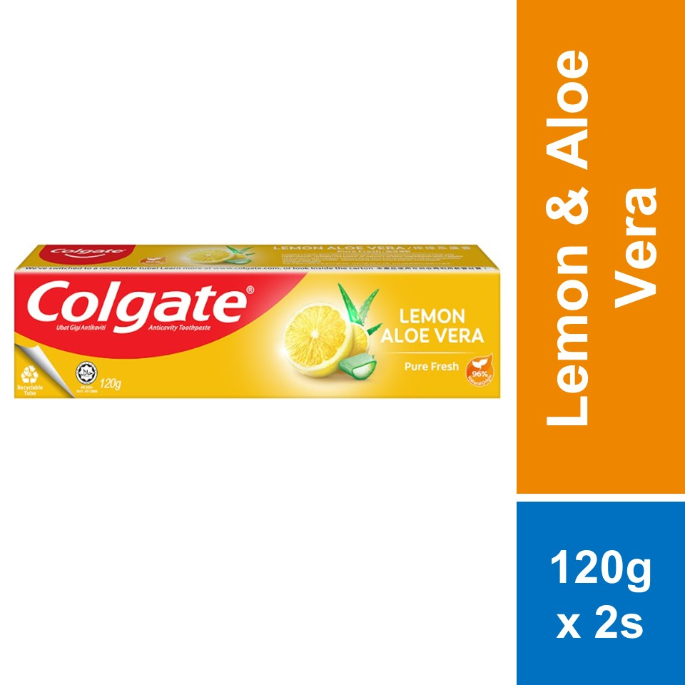 Colgate Naturals Pure Fresh Toothpaste Lemon & Aloe Vera 120g x 2s