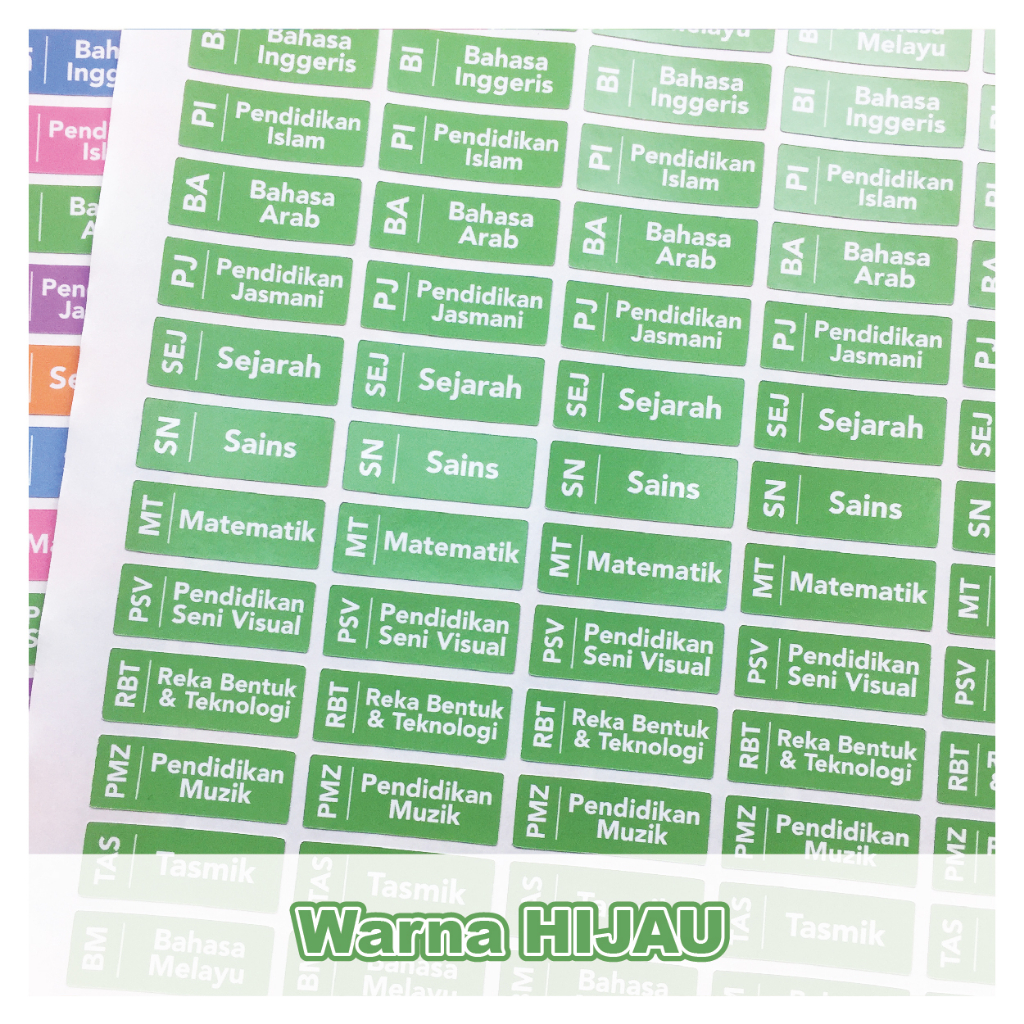 Sticker Label Mata Pelajaran Warni Untuk Buku Sekolah Shopee Malaysia