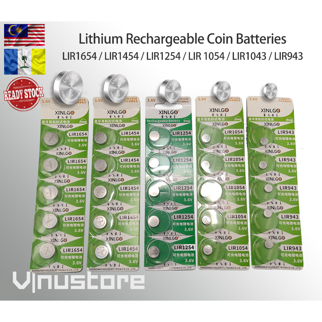 High Quality 3.6V Lithium Rechargeable Coin Battery LIR 943 1054