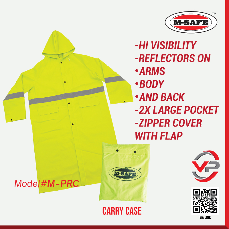 MSAFE HEAVY DUTY PVC RAINCOAT WITH REFLECTOR / HIGH VISIBILITY