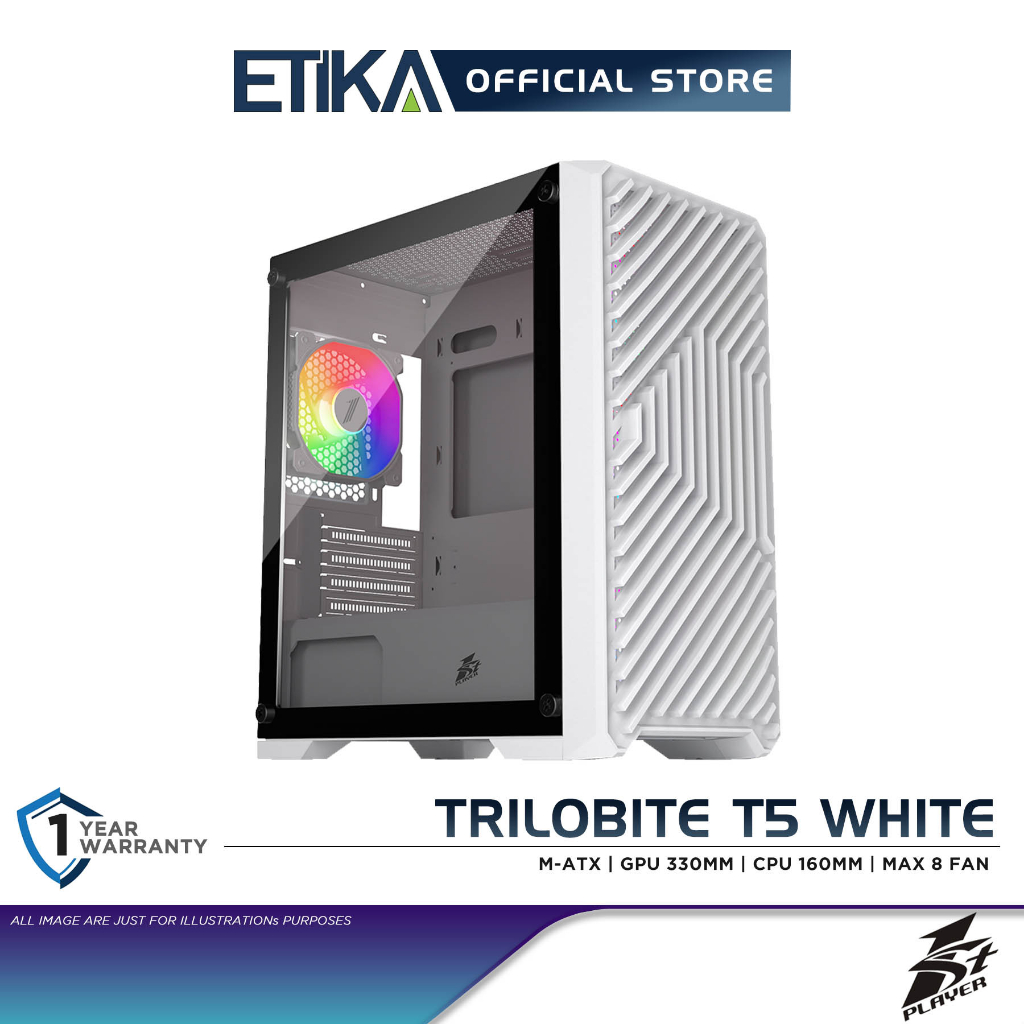 1st Player Trilobite T5 White | Micro ATX Side Tempered Glass M-ATX ...